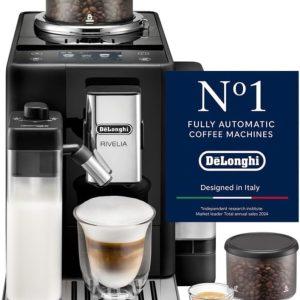 De'Longhi Coffee Machine RIVELIA Fully Automatic Espresso Machine with 22+ Hot & Iced Beverages, Bean Hopper, Color Touch Display, 13 Grinder Settings, LatteCrema, Twin Shot EXAM440.55.B (Europe Made)