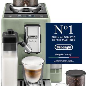 De'Longhi Coffee Machine RIVELIA Fully Automatic Espresso Machine with 22+ Hot & Iced Beverages,Bean Hopper,Color Touch Display,13 Grinder Settings, LatteCrema, Twin Shot EXAM441.55.GR (Europe Made)