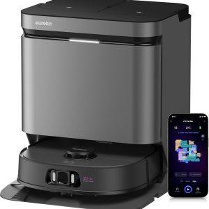 جاروبرقی رباتیک EUREKA با مکش 16200Pa به‌همراه ایستگاه، جاروبرقی و تی‌کش رباتیک همه‌کاره J15 با شست‌وشو و خشک‌کردن خودکار، برس غلتکی و بالا رفتن تی، ضد گره‌خوردگی مو، اجتناب از موانع، افزایش خودکار تی برای لبه‌ها