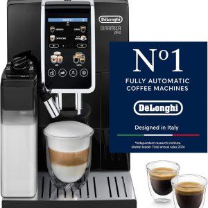 دستگاه قهوه De'Longhi DINAMICA PLUS اسپرسوساز تمام‌اتوماتیک با بیش از 30 نوشیدنی گرم و یخی، نمایشگر لمسی رنگی، 13 تنظیم آسیاب، LatteCrema، Twin Shot ECAM382.70.B (ساخت اروپا)
